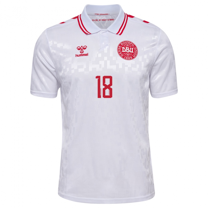 Mujer Camiseta Dinamarca Alexander Bah #18 Blanco 2ª Equipación 24-26 La Camisa México