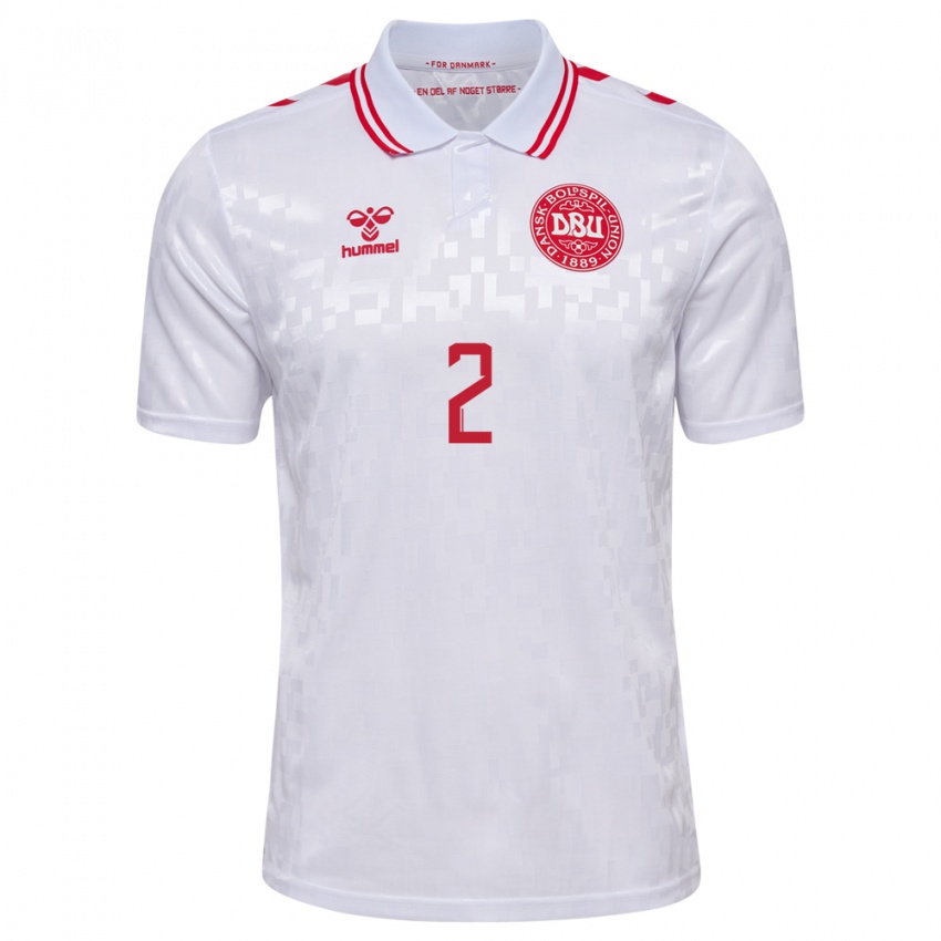 Mujer Camiseta Dinamarca Oliver Svendsen #2 Blanco 2ª Equipación 24-26 La Camisa México