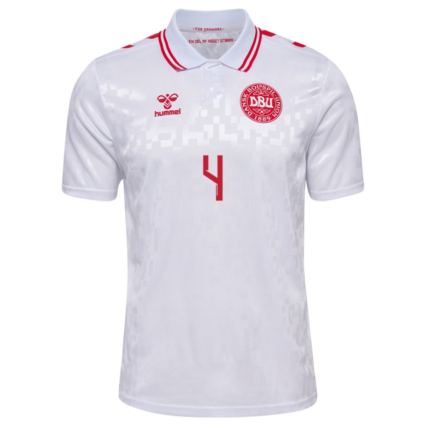 Mujer Camiseta Dinamarca Isabella Obaze #4 Blanco 2ª Equipación 24-26 La Camisa México