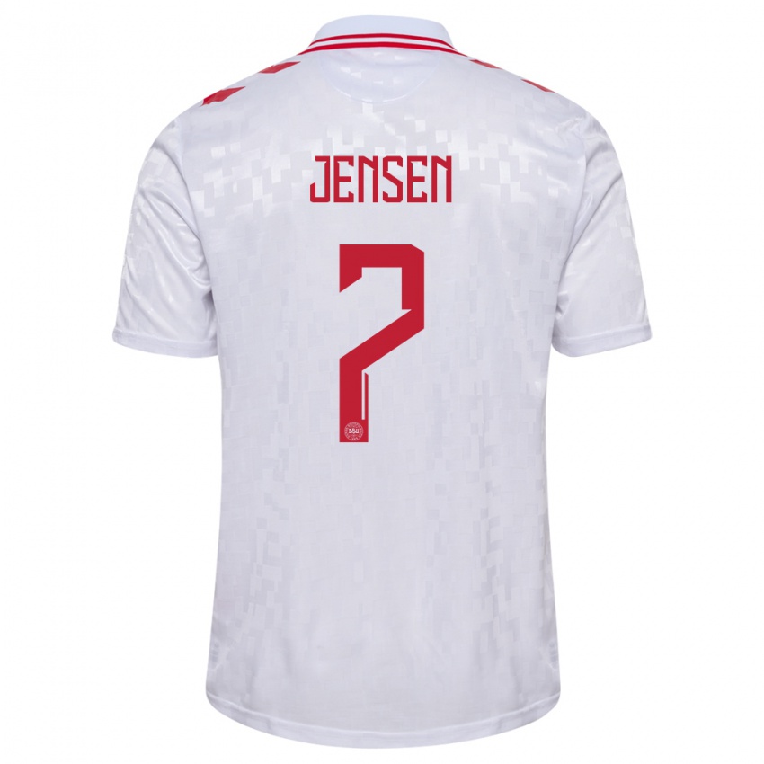 Mujer Camiseta Dinamarca Mathias Jensen #7 Blanco 2ª Equipación 24-26 La Camisa México