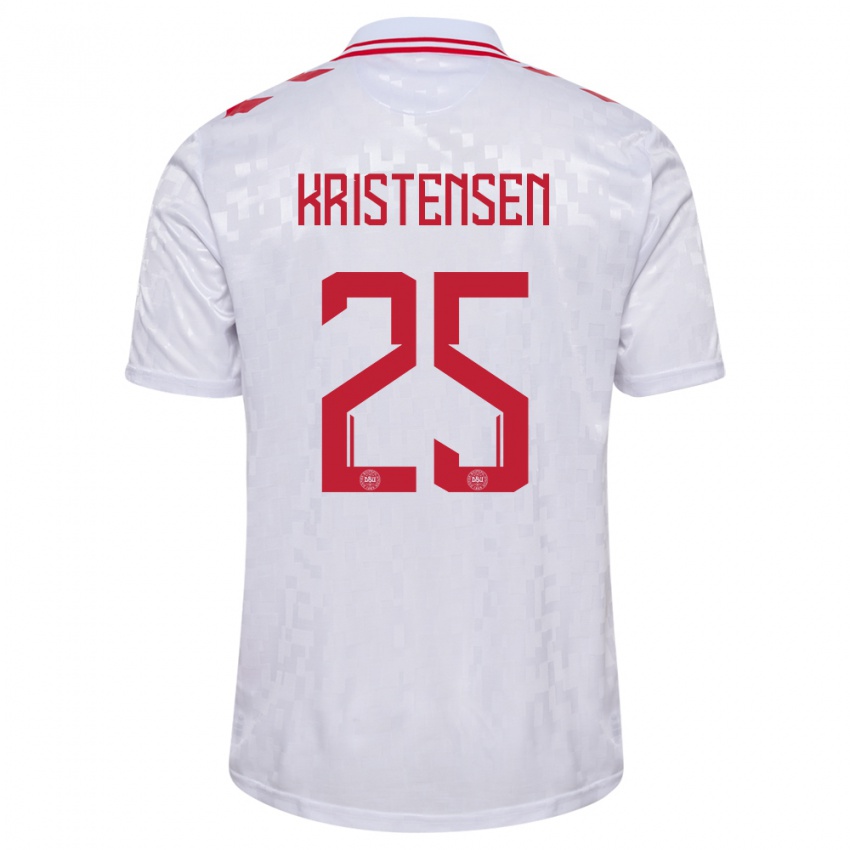 Mujer Camiseta Dinamarca Rasmus Kristensen #25 Blanco 2ª Equipación 24-26 La Camisa México