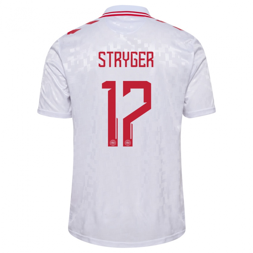 Mujer Camiseta Dinamarca Jens Stryger Larsen #17 Blanco 2ª Equipación 24-26 La Camisa México