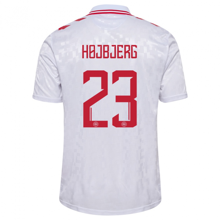 Mujer Camiseta Dinamarca Pierre Emile Hojbjerg #23 Blanco 2ª Equipación 24-26 La Camisa México