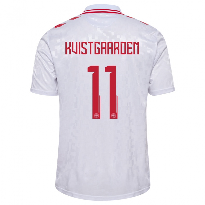 Mujer Camiseta Dinamarca Mathias Kvistgaarden #11 Blanco 2ª Equipación 24-26 La Camisa México