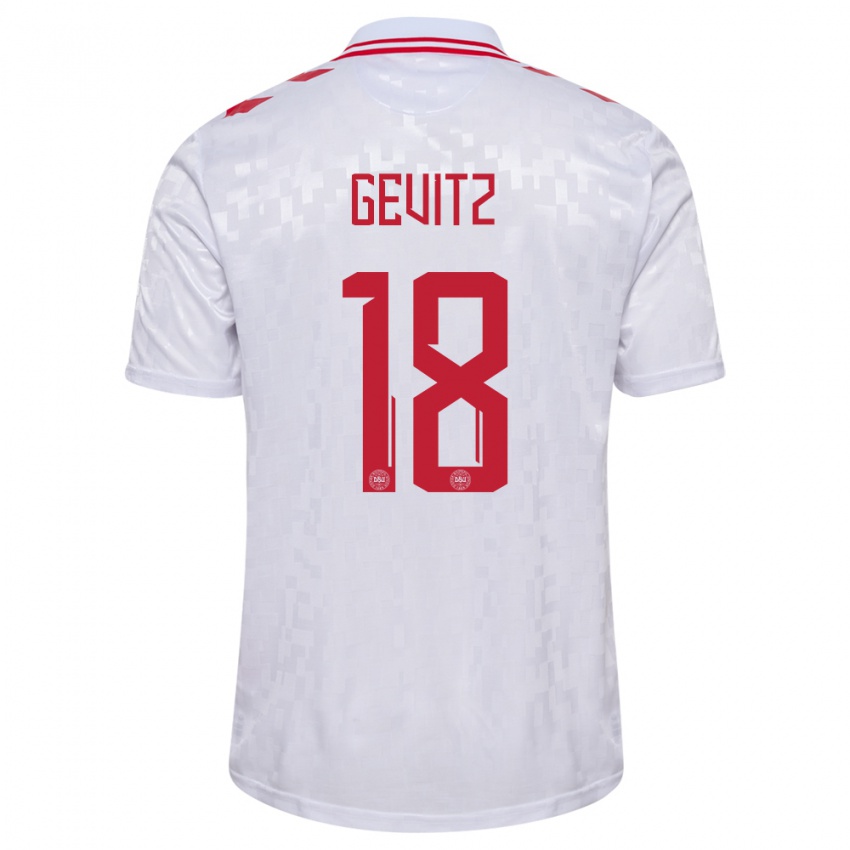 Mujer Camiseta Dinamarca Luna Gevitz #18 Blanco 2ª Equipación 24-26 La Camisa México