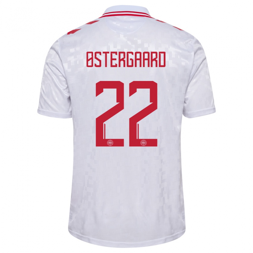 Mujer Camiseta Dinamarca Maja Bay Ostergaard #22 Blanco 2ª Equipación 24-26 La Camisa México