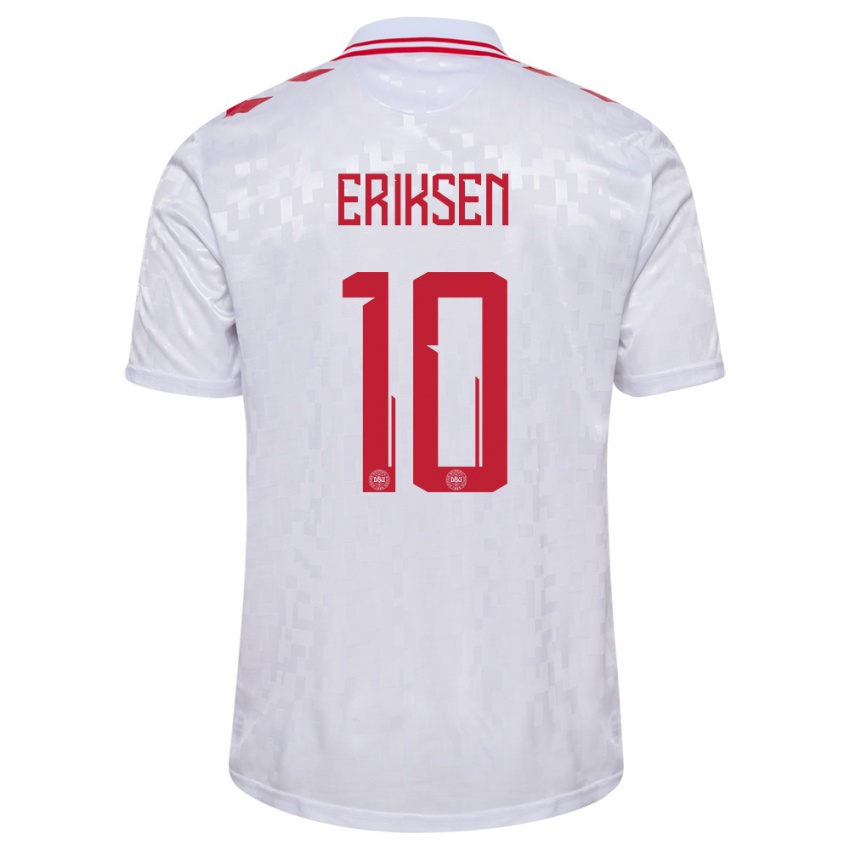 Mujer Camiseta Dinamarca Christian Eriksen #10 Blanco 2ª Equipación 24-26 La Camisa México