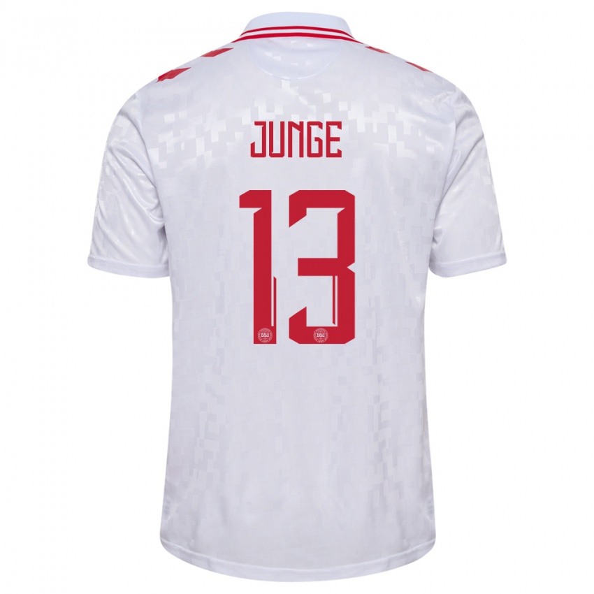 Mujer Camiseta Dinamarca Sofie Junge #13 Blanco 2ª Equipación 24-26 La Camisa México