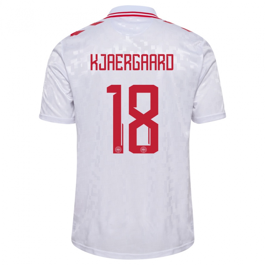 Mujer Camiseta Dinamarca Maurits Kjaergaard #18 Blanco 2ª Equipación 24-26 La Camisa México