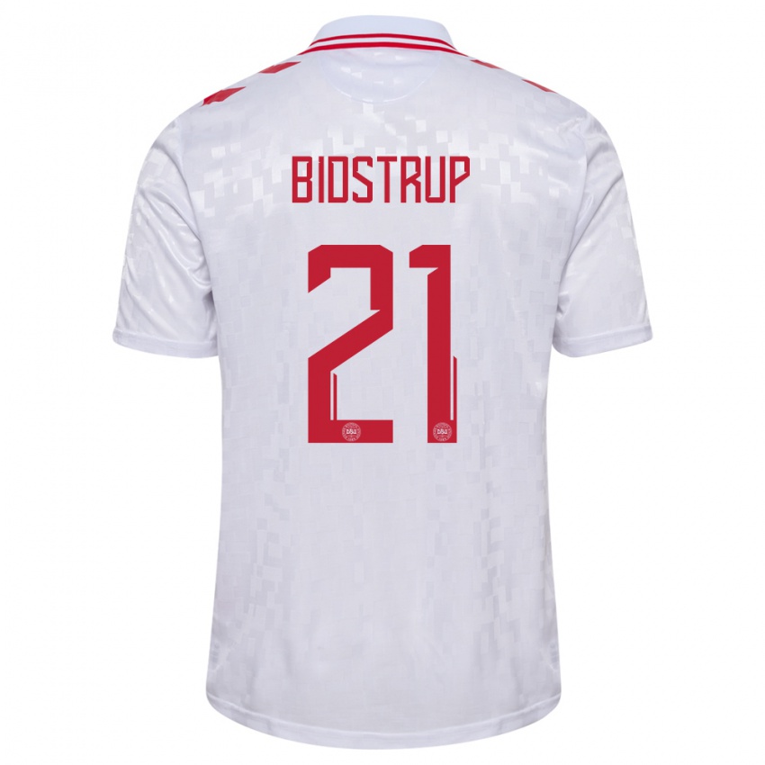 Mujer Camiseta Dinamarca Mads Bidstrup #21 Blanco 2ª Equipación 24-26 La Camisa México