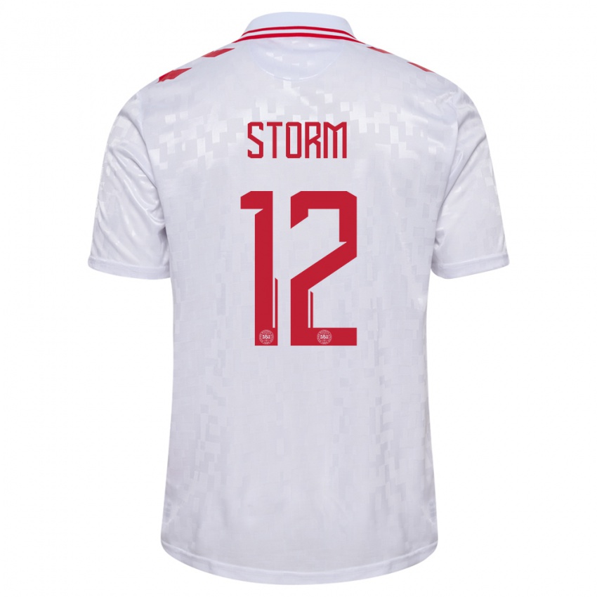 Mujer Camiseta Dinamarca Tobias Storm #12 Blanco 2ª Equipación 24-26 La Camisa México