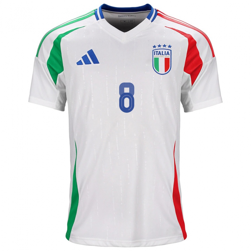 Mujer Camiseta Italia Luca Di Maggio #8 Blanco 2ª Equipación 24-26 La Camisa México