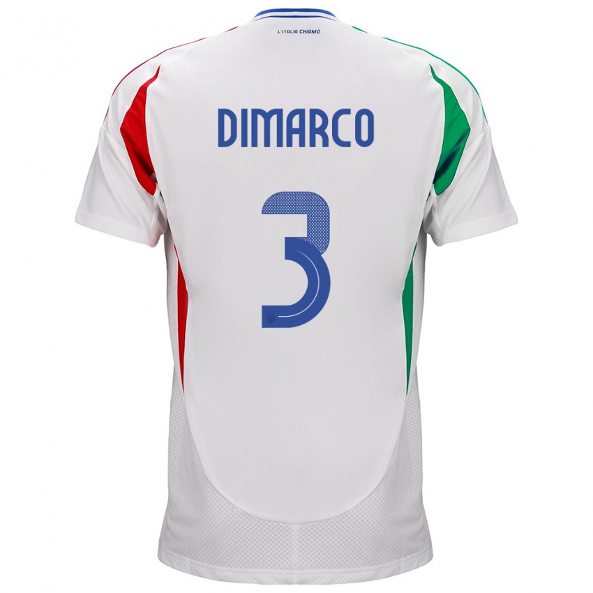 Mujer Camiseta Italia Federico Dimarco #3 Blanco 2ª Equipación 24-26 La Camisa México