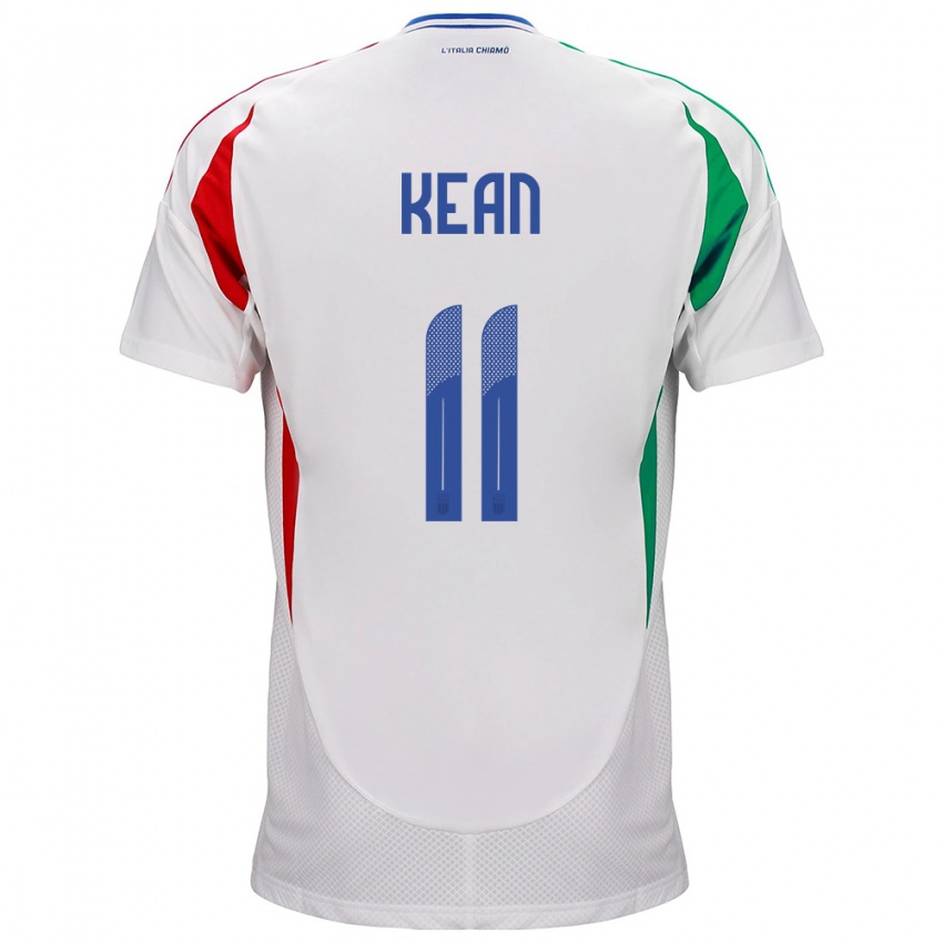 Mujer Camiseta Italia Moise Kean #11 Blanco 2ª Equipación 24-26 La Camisa México