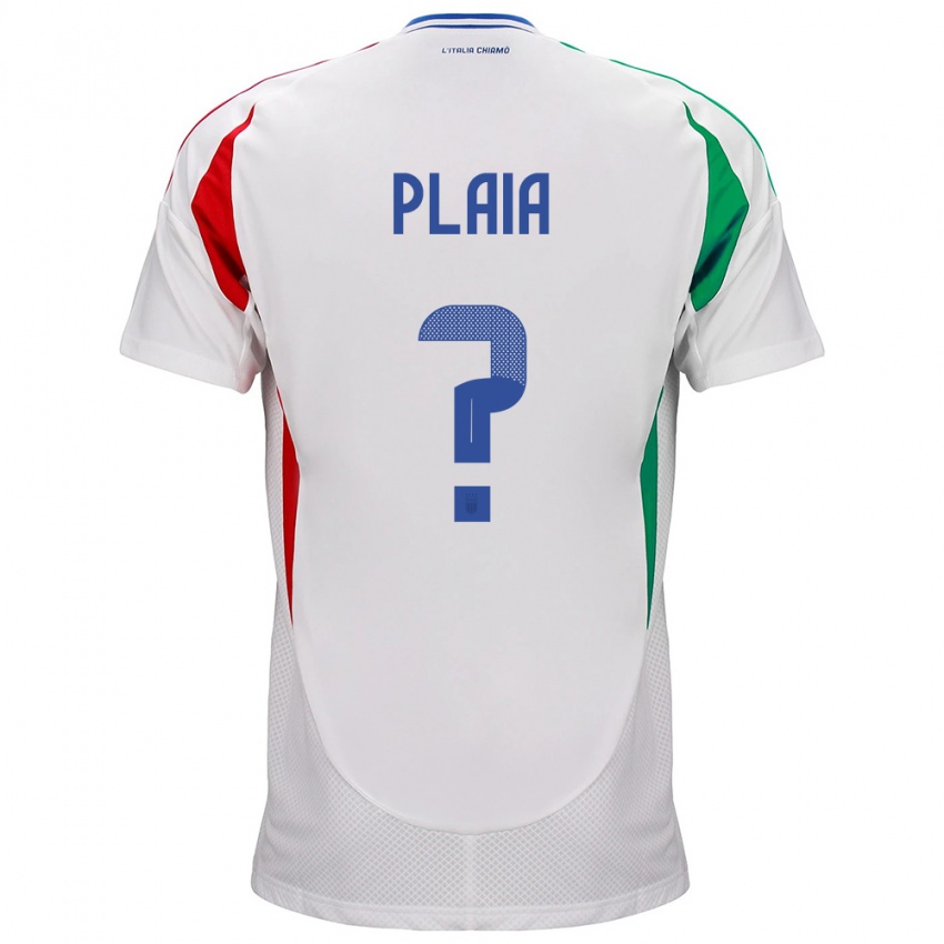 Mujer Camiseta Italia Matteo Plaia #0 Blanco 2ª Equipación 24-26 La Camisa México