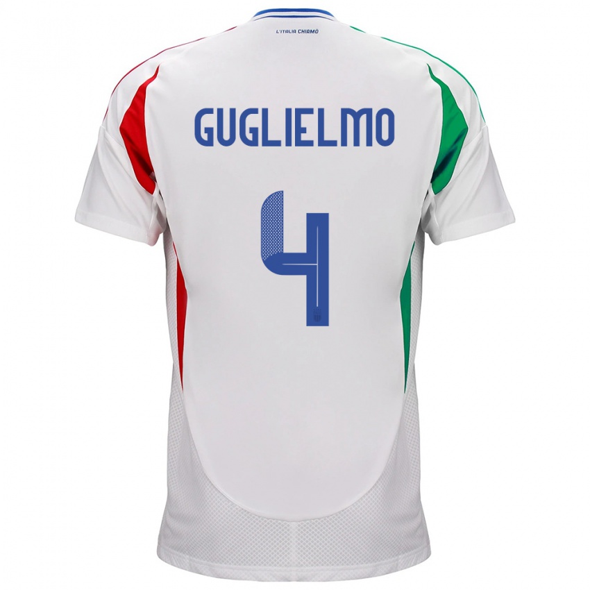 Mujer Camiseta Italia Lucia Di Guglielmo #4 Blanco 2ª Equipación 24-26 La Camisa México