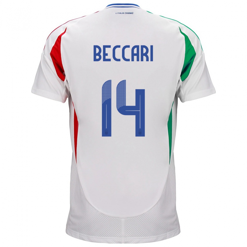 Mujer Camiseta Italia Chiara Beccari #14 Blanco 2ª Equipación 24-26 La Camisa México