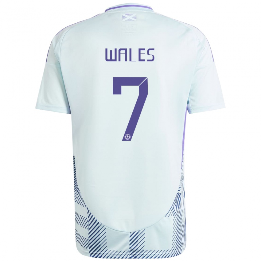 Mujer Camiseta Escocia Bobby Wales #7 Azul Menta Claro 2ª Equipación 24-26 La Camisa México