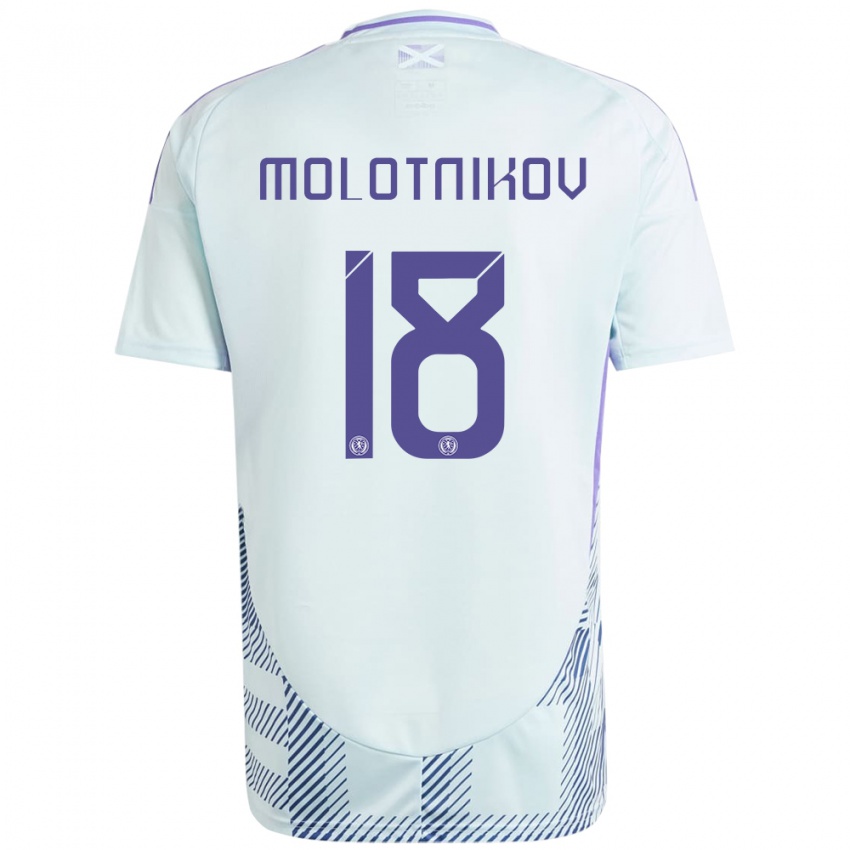 Mujer Camiseta Escocia Rudi Molotnikov #18 Azul Menta Claro 2ª Equipación 24-26 La Camisa México