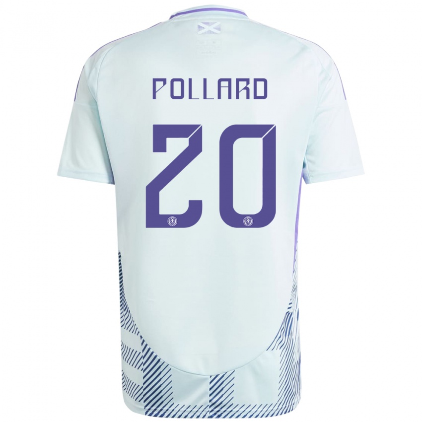 Mujer Camiseta Escocia Lancelot Pollard #20 Azul Menta Claro 2ª Equipación 24-26 La Camisa México