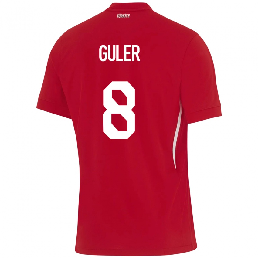 Mujer Camiseta Turquía Arda Güler #8 Rojo 2ª Equipación 24-26 La Camisa México