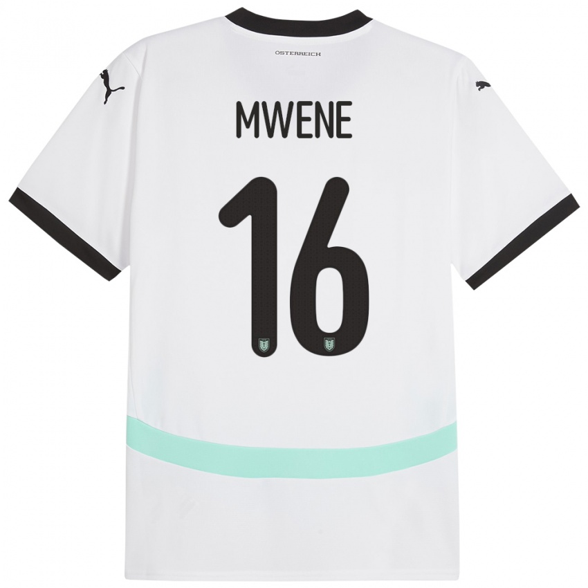 Mujer Camiseta Austria Phillipp Mwene #16 Blanco 2ª Equipación 24-26 La Camisa México