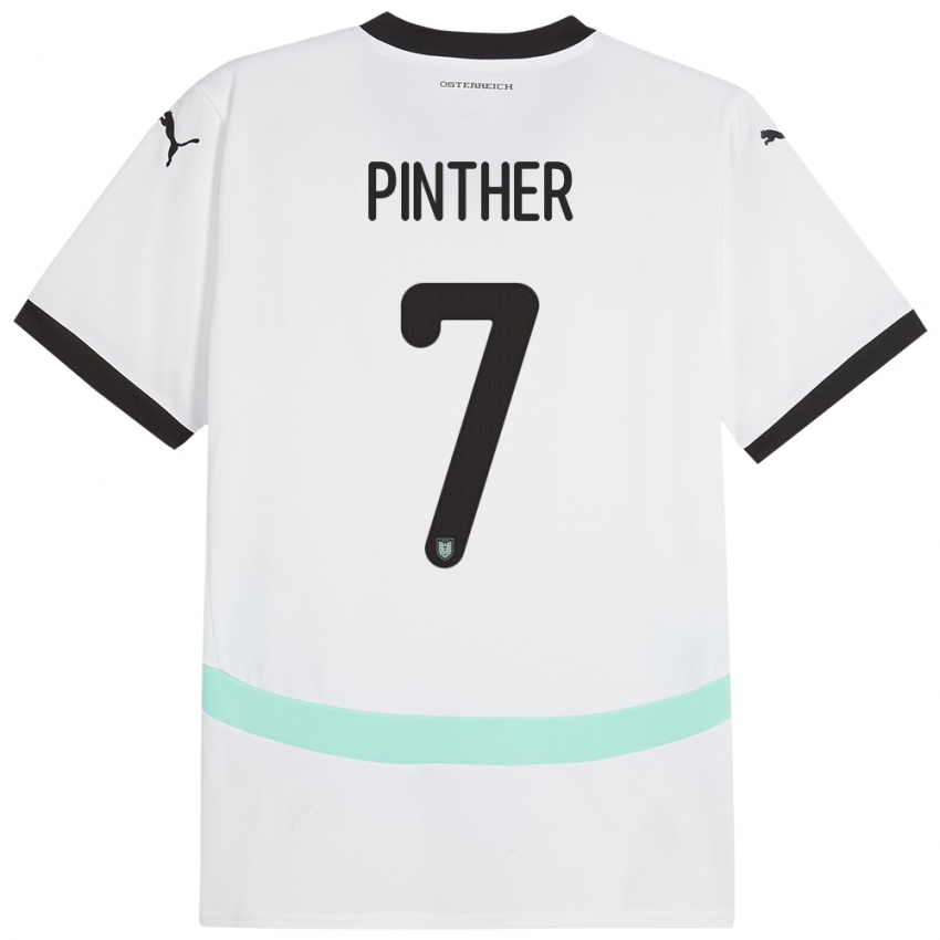 Mujer Camiseta Austria Viktoria Pinther #7 Blanco 2ª Equipación 24-26 La Camisa México