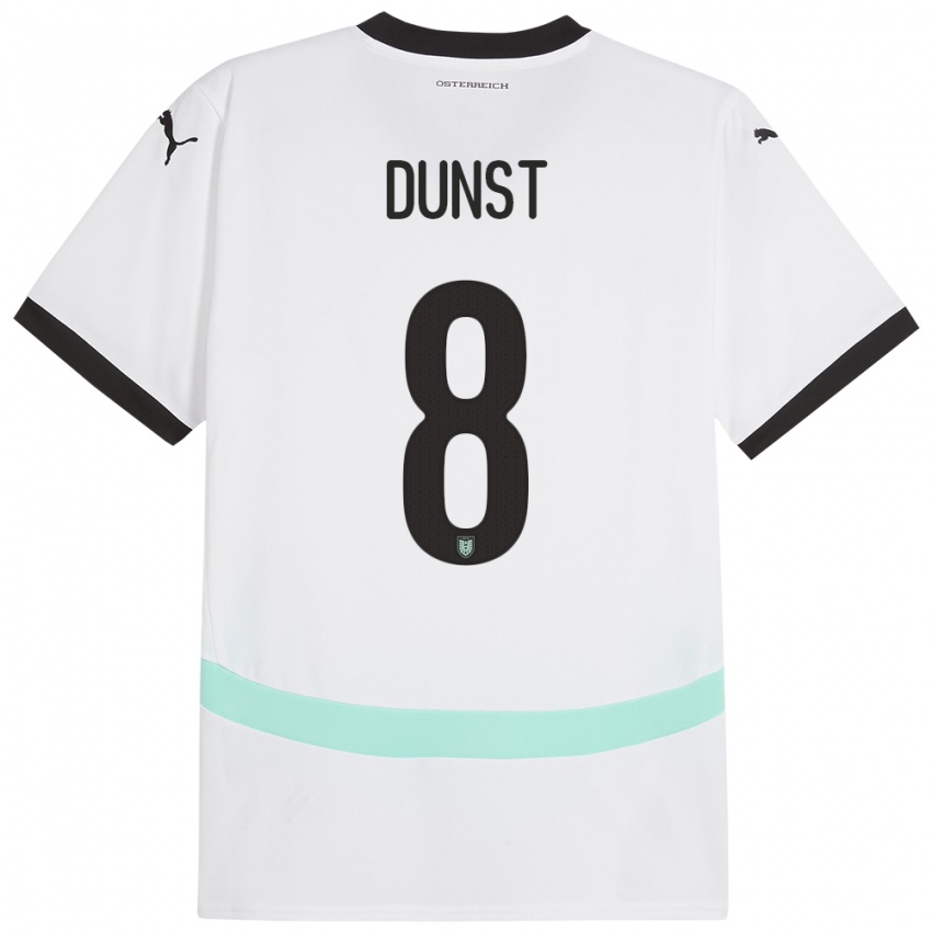 Mujer Camiseta Austria Barbara Dunst #8 Blanco 2ª Equipación 24-26 La Camisa México