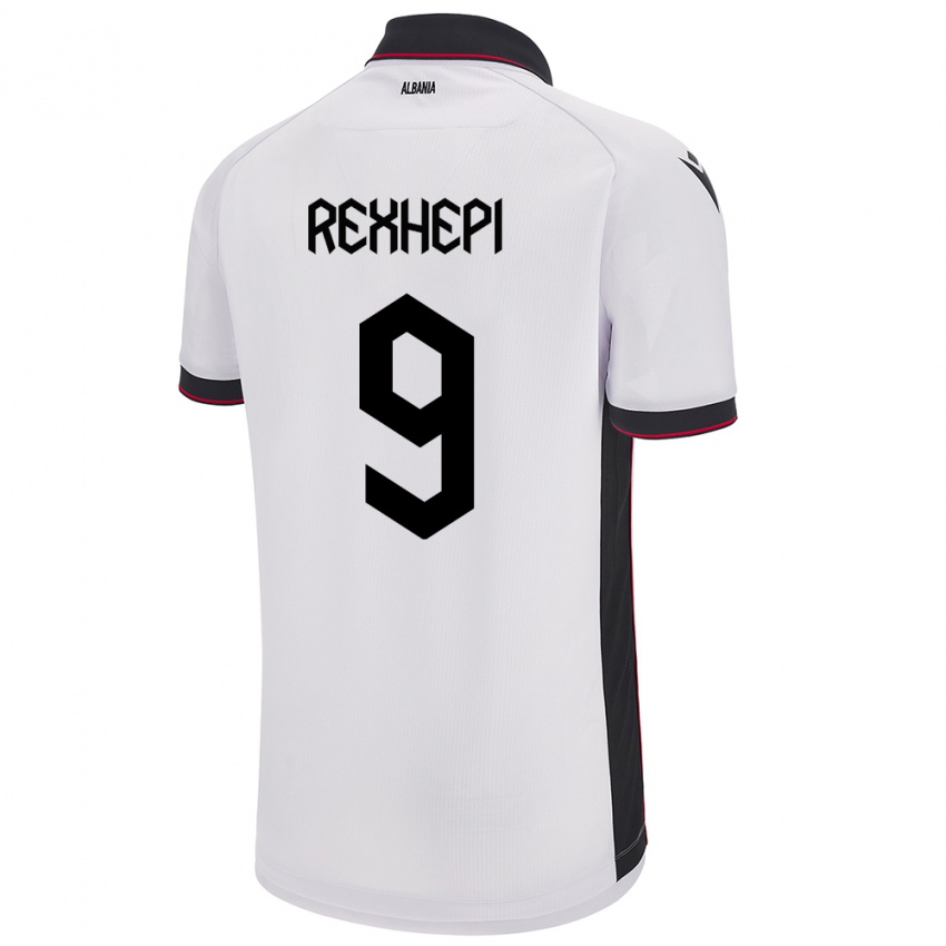 Mujer Camiseta Albania Arlind Rexhepi #9 Blanco 2ª Equipación 24-26 La Camisa México