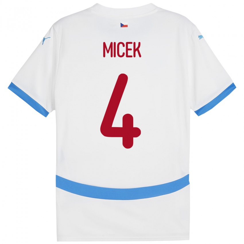 Mujer Camiseta Chequia Jiri Micek #4 Blanco 2ª Equipación 24-26 La Camisa México