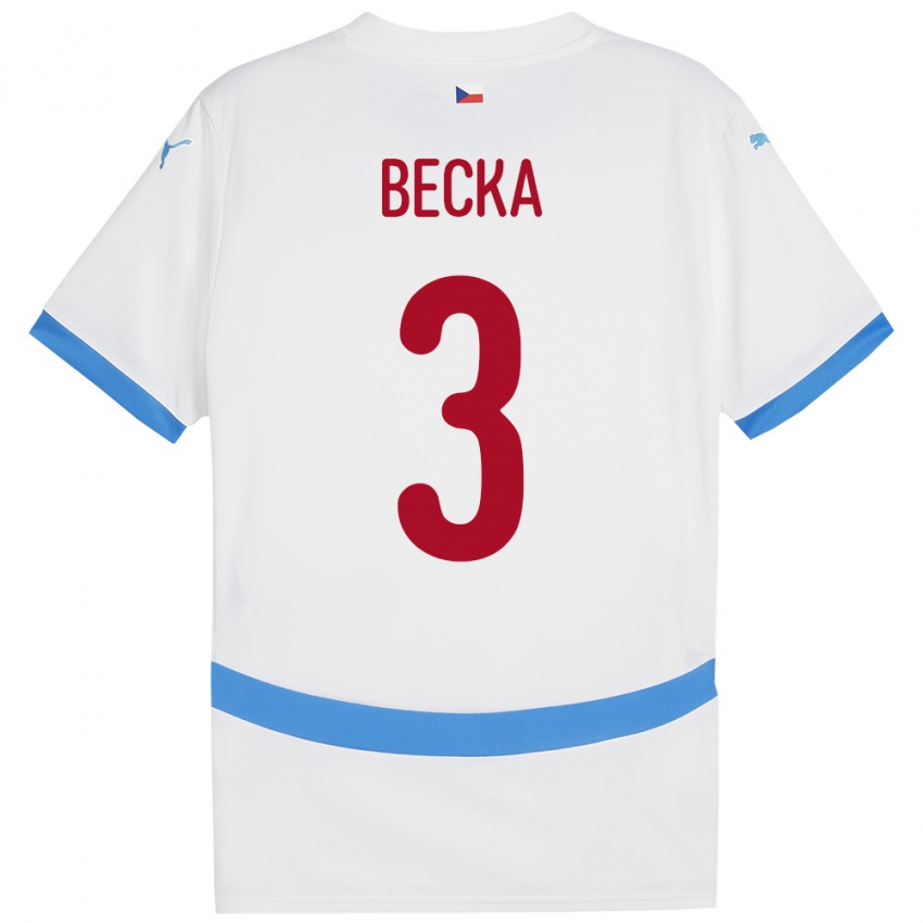 Mujer Camiseta Chequia Patrik Becka #3 Blanco 2ª Equipación 24-26 La Camisa México
