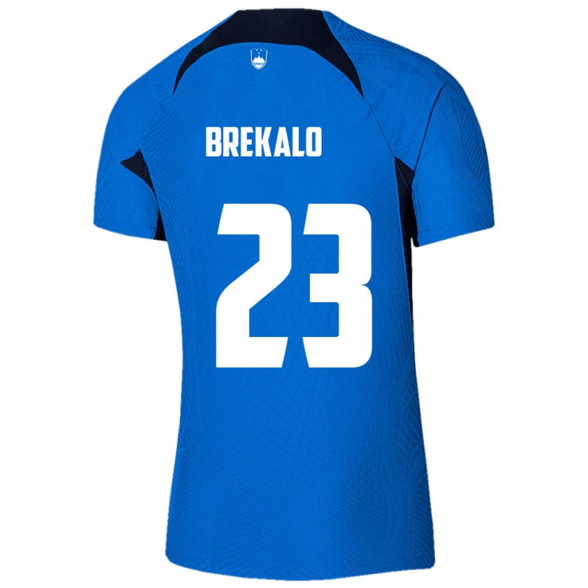 Mujer Camiseta Eslovenia David Brekalo #23 Azul 2ª Equipación 24-26 La Camisa México