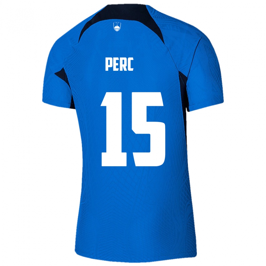 Mujer Camiseta Eslovenia Nick Perc #15 Azul 2ª Equipación 24-26 La Camisa México