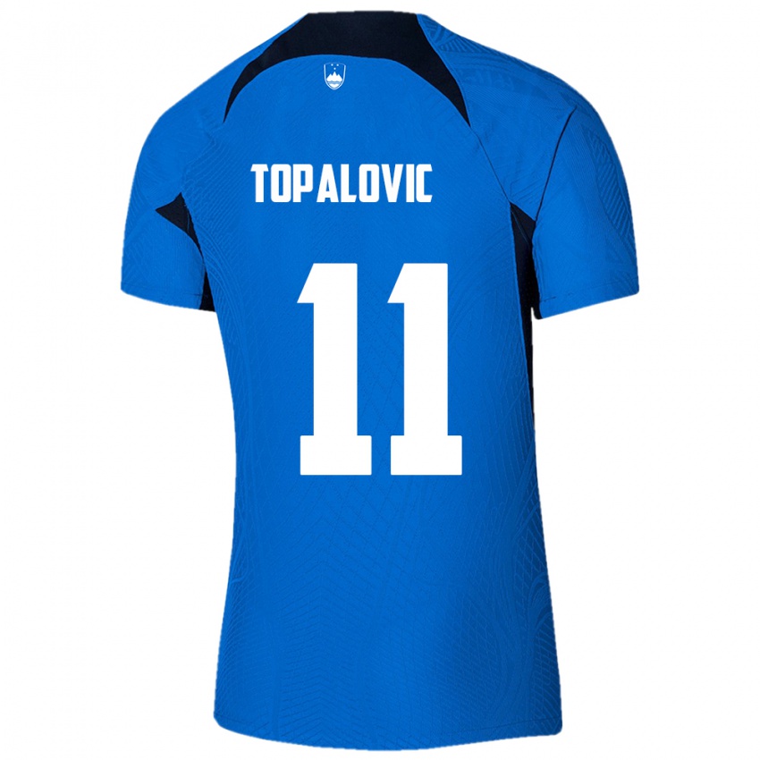 Mujer Camiseta Eslovenia Luka Topalovic #11 Azul 2ª Equipación 24-26 La Camisa México