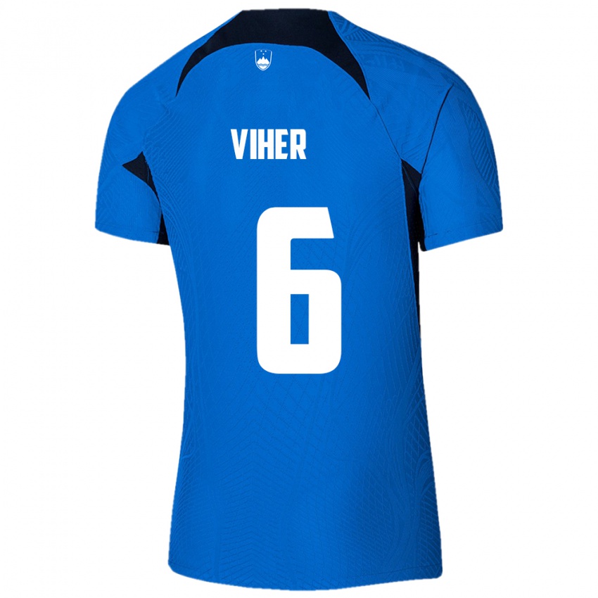 Mujer Camiseta Eslovenia Nejc Viher #6 Azul 2ª Equipación 24-26 La Camisa México