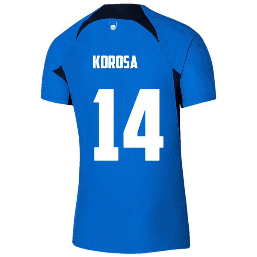 Mujer Camiseta Eslovenia Anej Koroša #14 Azul 2ª Equipación 24-26 La Camisa México