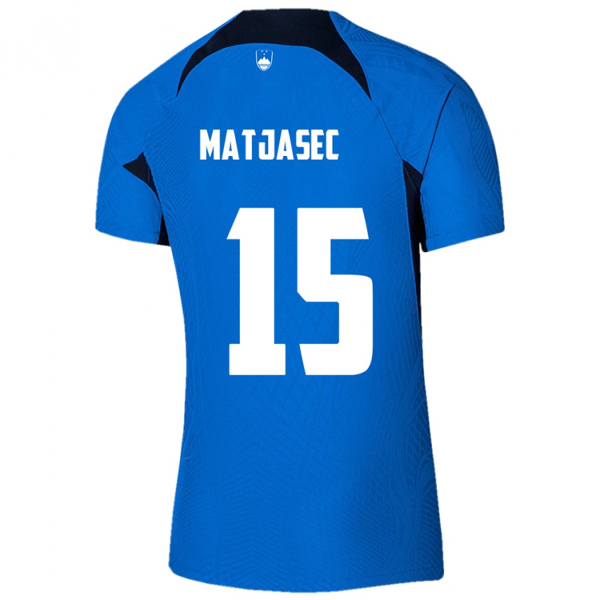 Mujer Camiseta Eslovenia Miha Matjasec #15 Azul 2ª Equipación 24-26 La Camisa México