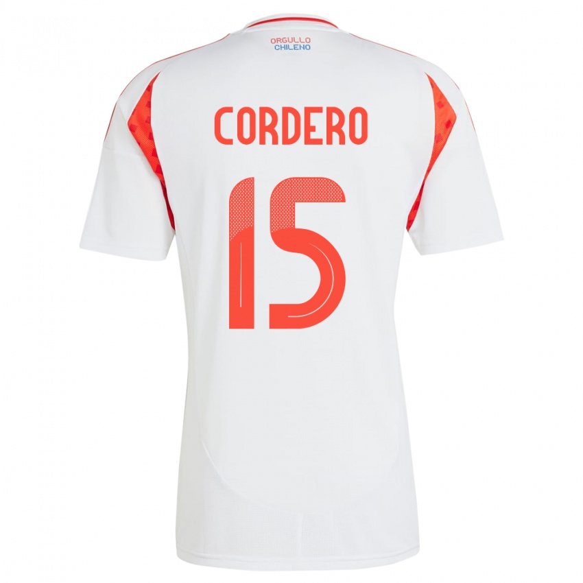 Mujer Camiseta Chile Renato Cordero #15 Blanco 2ª Equipación 24-26 La Camisa México