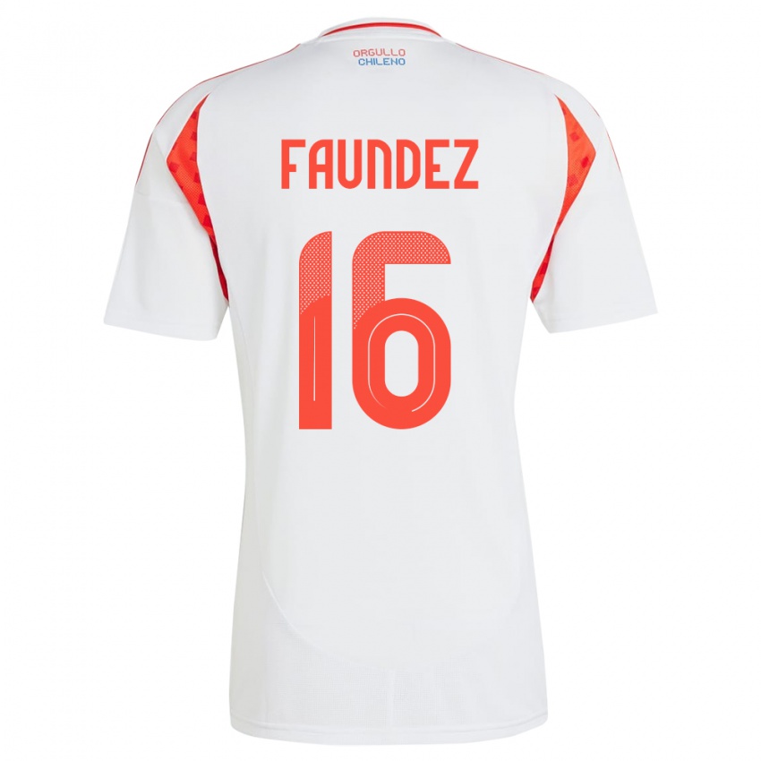 Mujer Camiseta Chile Felipe Faúndez #16 Blanco 2ª Equipación 24-26 La Camisa México