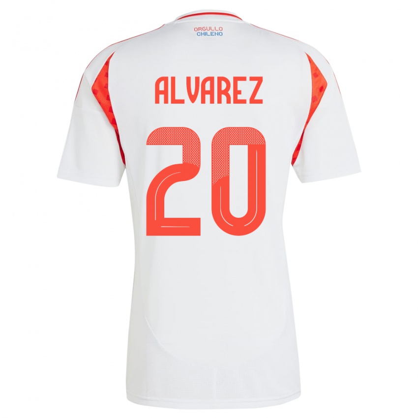 Mujer Camiseta Chile Anaís Álvarez #20 Blanco 2ª Equipación 24-26 La Camisa México