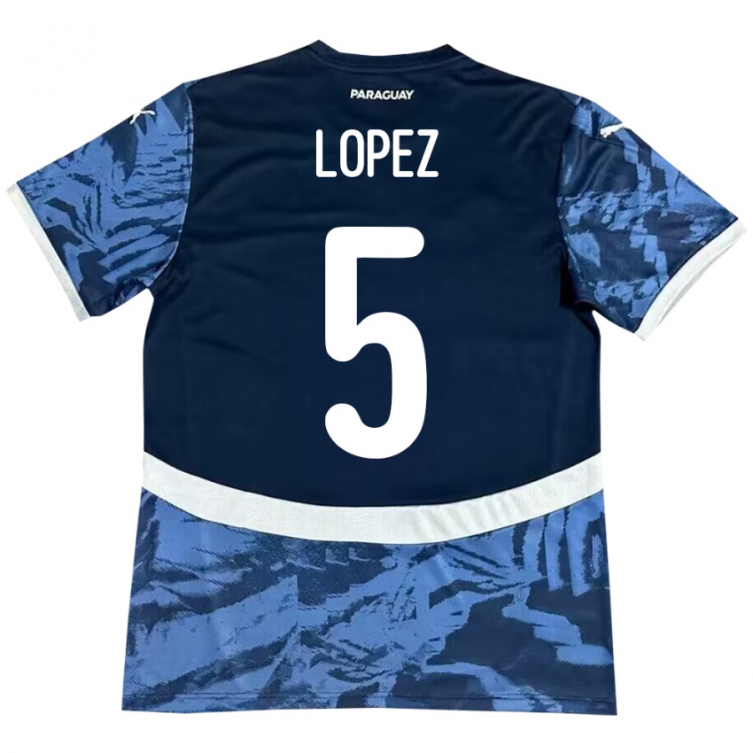 Mujer Camiseta Paraguay Óscar López #5 Azul 2ª Equipación 24-26 La Camisa México