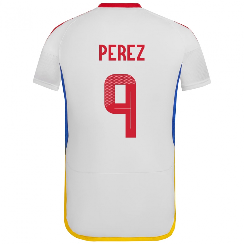 Mujer Camiseta Venezuela Daniel Pérez #9 Blanco 2ª Equipación 24-26 La Camisa México