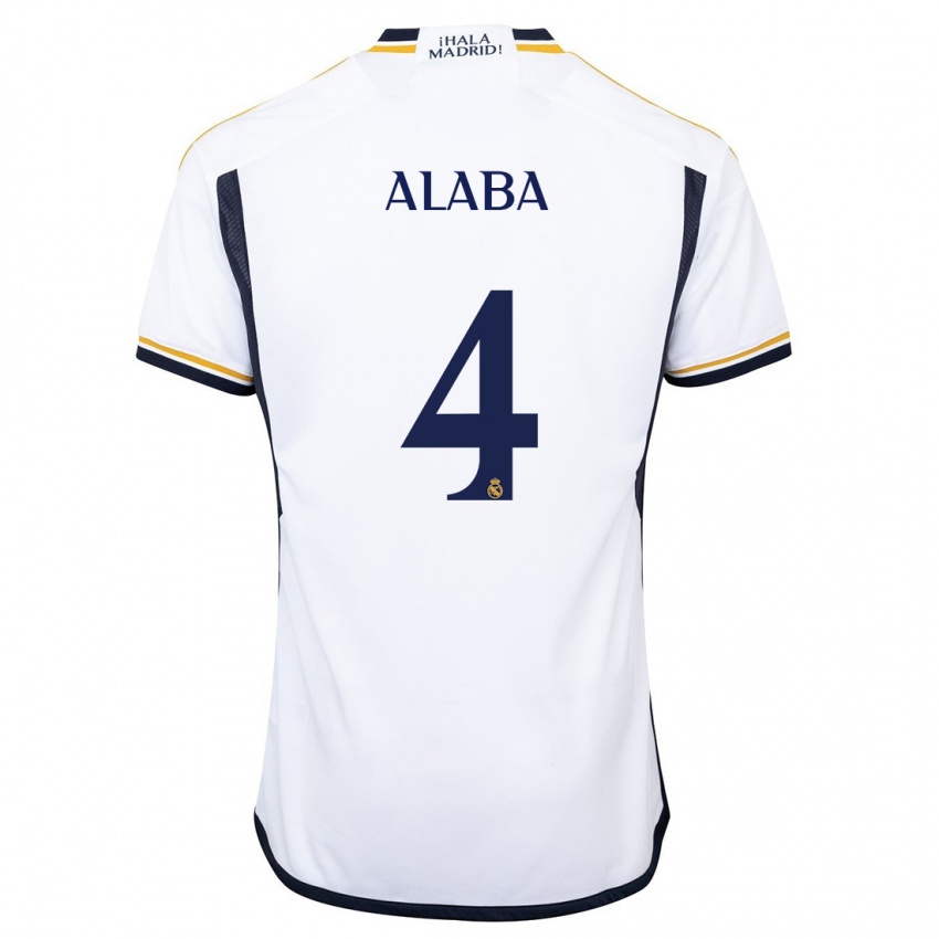 Niño Camiseta David Alaba #4 Blanco 1ª Equipación 2023/24 La Camisa México