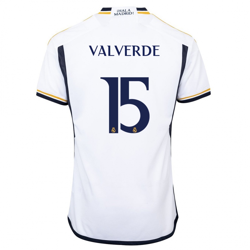 Niño Camiseta Federico Valverde #15 Blanco 1ª Equipación 2023/24 La Camisa México