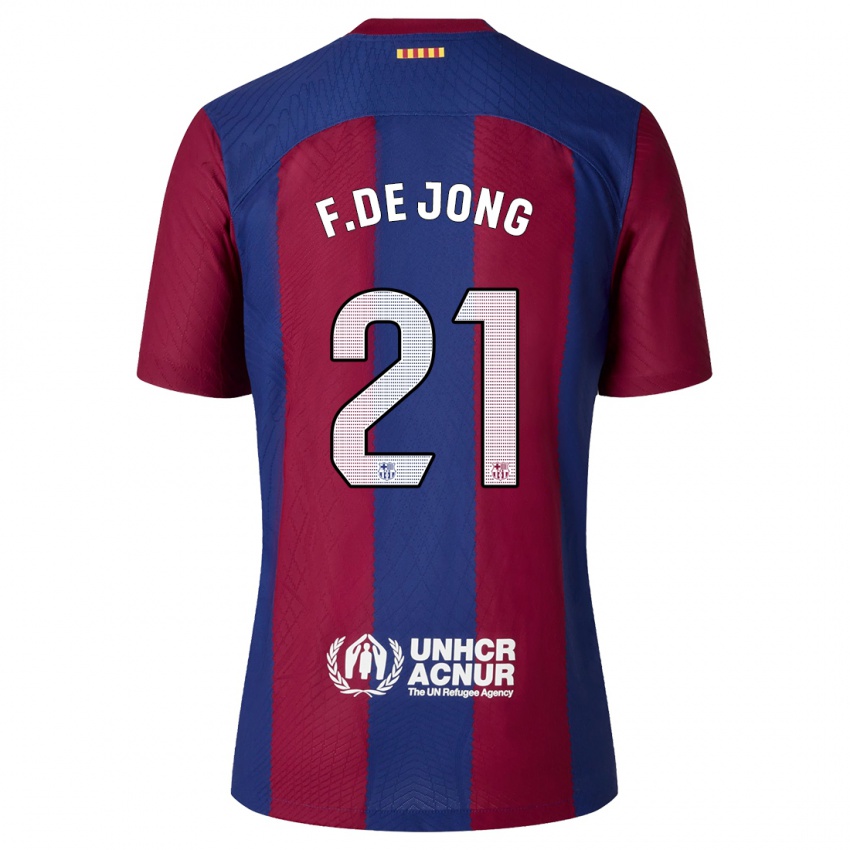 Niño Camiseta Frenkie De Jong #21 Rojo Azul 1ª Equipación 2023/24 La Camisa México