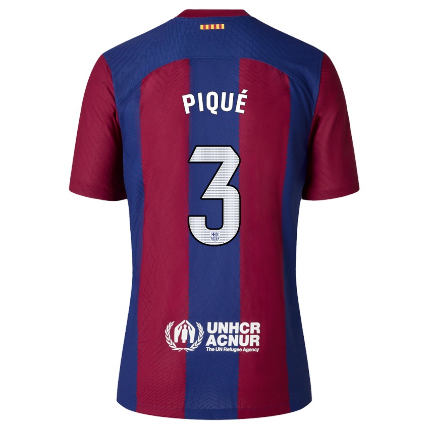 Niño Camiseta Gerard Piqué #3 Rojo Azul 1ª Equipación 2023/24 La Camisa México