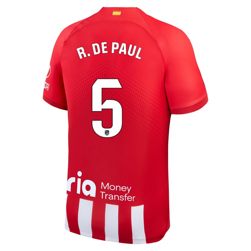 Niño Camiseta Rodrigo De Paul #5 Rojo Blanco 1ª Equipación 2023/24 La Camisa México