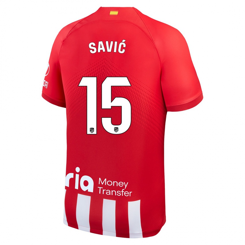 Niño Camiseta Stefan Savic #15 Rojo Blanco 1ª Equipación 2023/24 La Camisa México