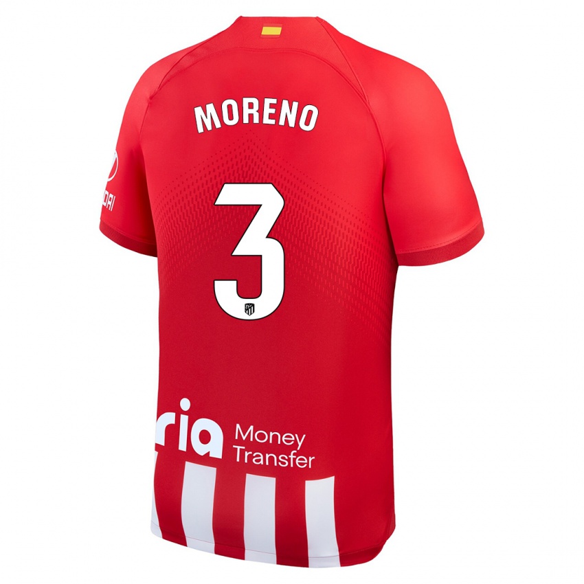 Niño Camiseta Marco Moreno #3 Rojo Blanco 1ª Equipación 2023/24 La Camisa México