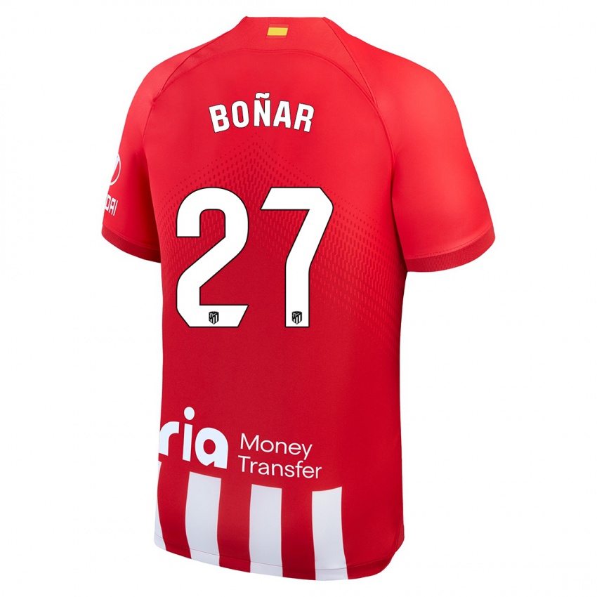 Niño Camiseta Javier Boñar #27 Rojo Blanco 1ª Equipación 2023/24 La Camisa México